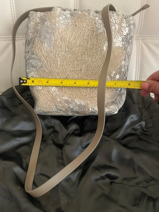 NWT Italy Brunello Cucinelli Sequined Embellished Silver Beige shoulder bag - Picture 9 of 12